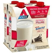 Atkins Meal Size Protein-Rich Shake, Vanilla Cream, Keto Friendly, 4 Count