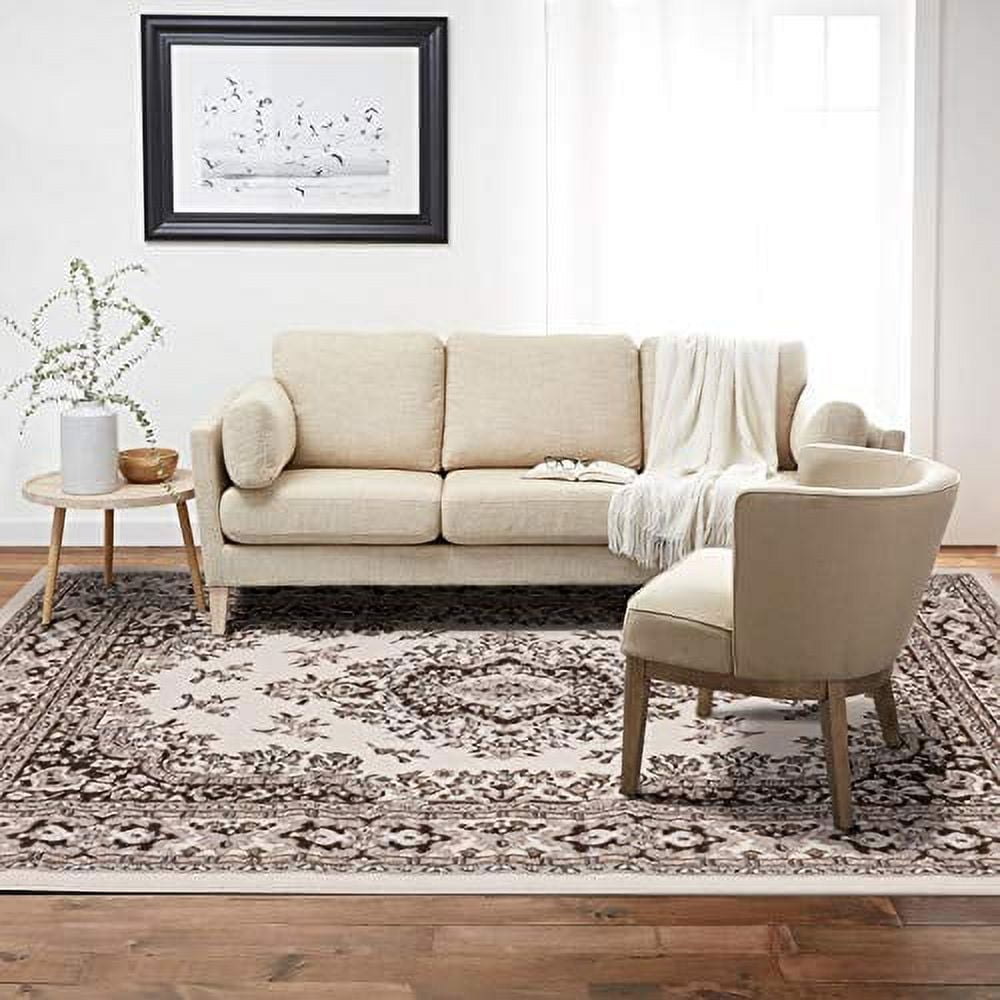 Home Dynamix Premium Sakarya Traditional Medallion Area Rug, Ivory/Taupe, 7'9"x10'8"