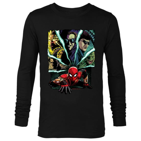 Marvel Spider-Man: No Way Home Spider-Man and Foes - Long Sleeve T-Shirt for Men – Customized-Black
