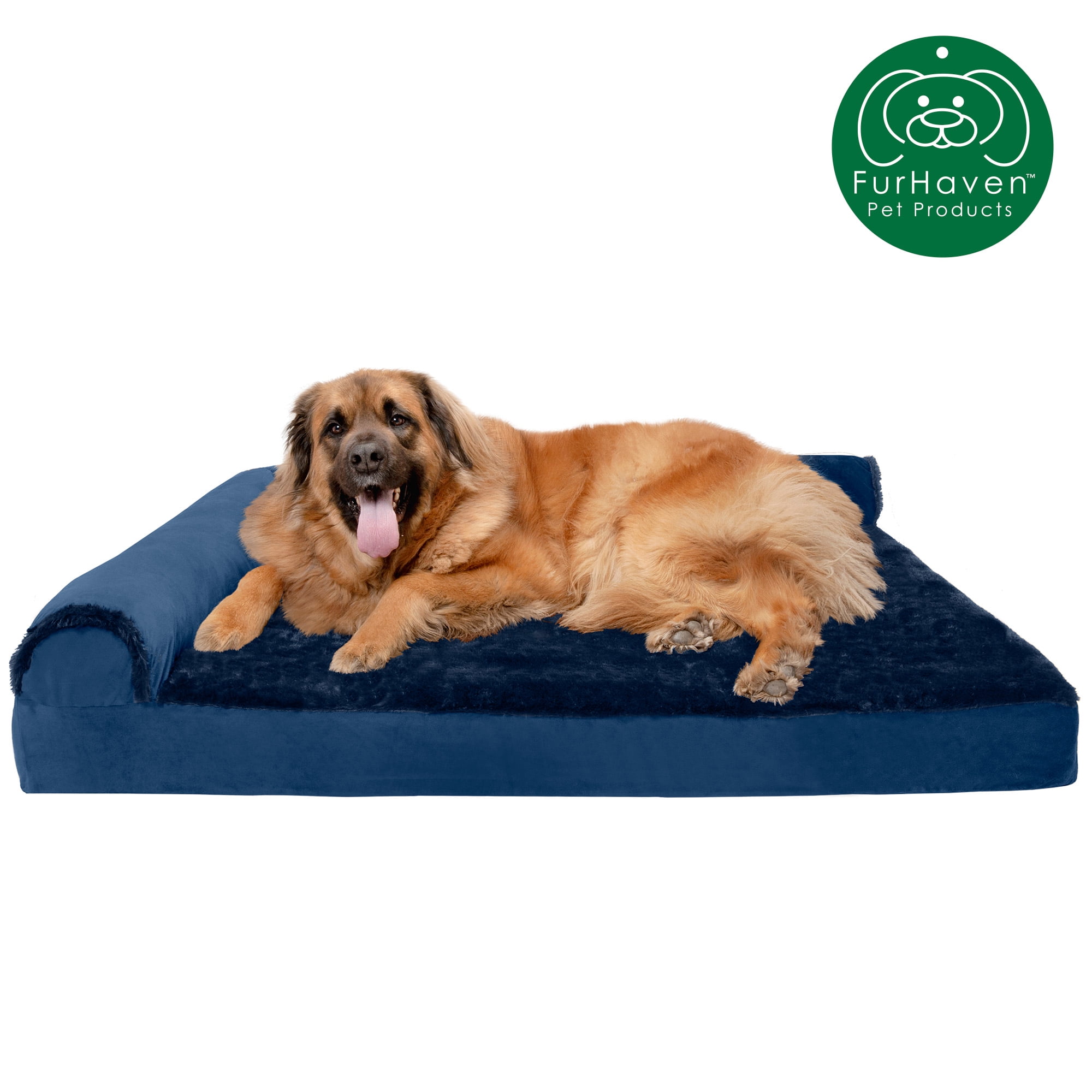 FurHaven Pet Dog Bed Deluxe Orthopedic Plush & Velvet LShaped Chaise