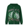 thumbnail image 1 of FAROOT Women Jacket, Long Sleeve Oversized Plant Lettering Pattern Print Zip-Up Hooded Sweatshirt, 1 of 9