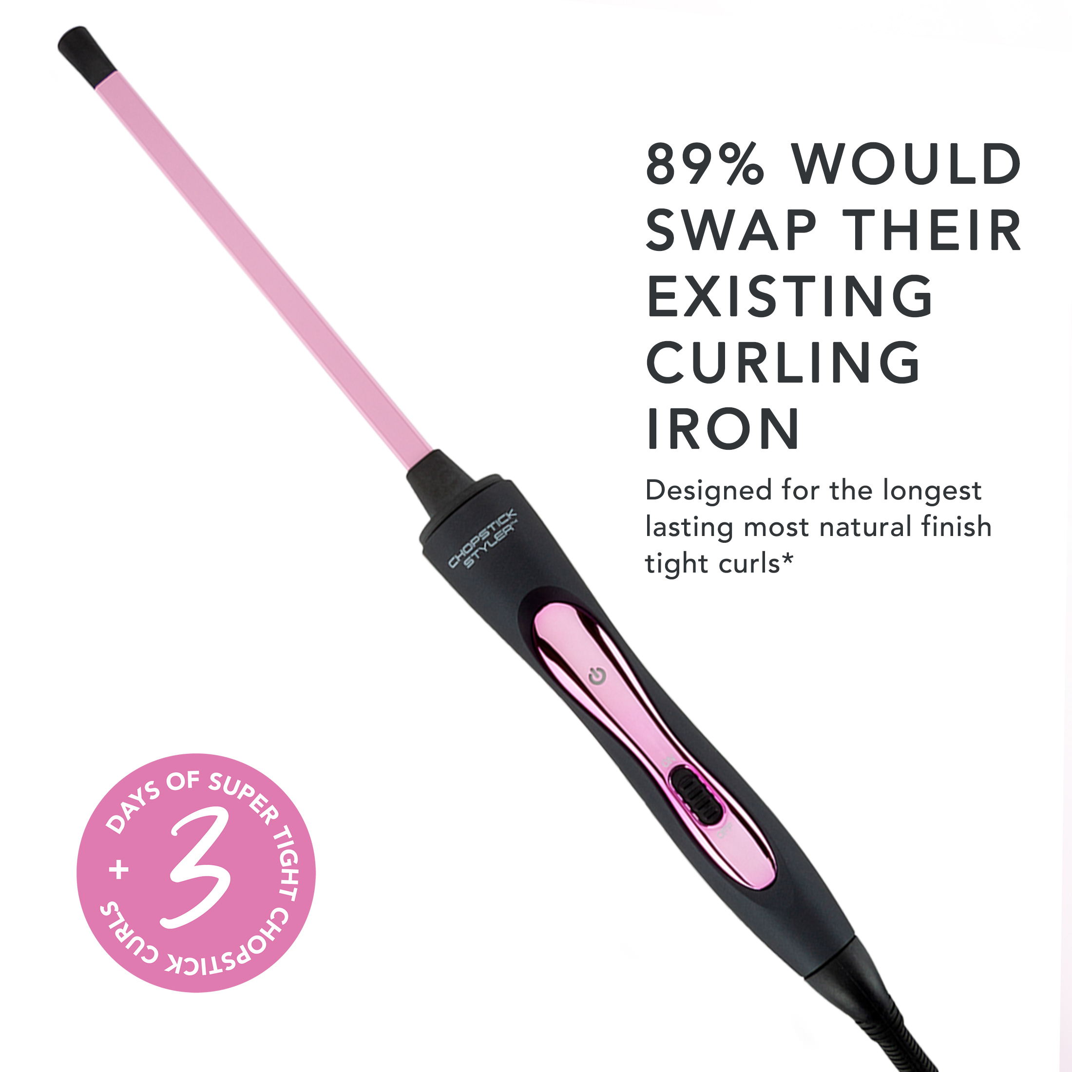 Chopstick Styler Heroine Professional Curling Wand, Pink photo 3
