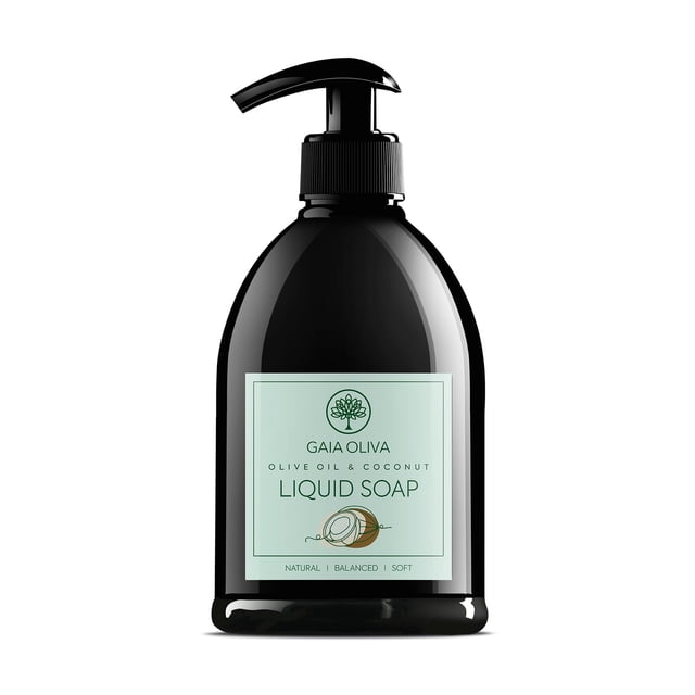 Jabón líquido para manos con aceite de oliva GAIA Oliva, jabón líquido hidratante de lujo para manos para baño y cocina, ingredientes naturales para manos secas y agrietadas con aroma a coco, botella