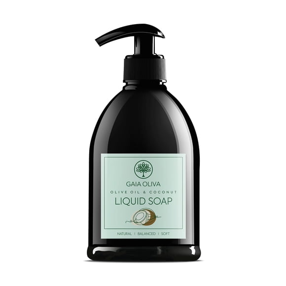 Jabón líquido para manos con aceite de oliva GAIA Oliva, jabón líquido hidratante de lujo para manos para baño y cocina, ingredientes naturales para manos secas y agrietadas con aroma a coco, botella