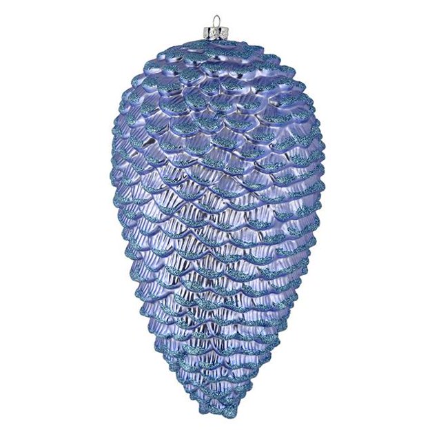 Vickerman N187329D 10 in. Periwinkle Matte Glitter Pinecone Christmas Ornament 2 per Box