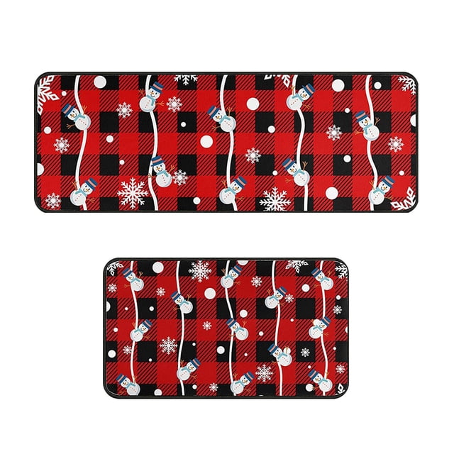 yulier Christmas Kitchen Rugs Set of 2 Anti Fatigue Kitchen Mats for Floor Non Slip Cushioned Kitchen Runner Rug Floor Mats Comfort Standing Mat Christmas Kitchen Decor (15.7"x43"+15.7"x23.6")