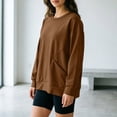 thumbnail image 7 of TKLPEHG Solid Color Crewneck Sweatshirts Women With Pocket Long Sleeve Loose Fit Tunic Sweatshirt Casual Pullover Fall Clothes (Brown,L), 7 of 7