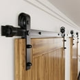 thumbnail image 3 of Homacer Black Rustic Sliding Barn Door Hardware Kit, for Two Doors, 12ft Long Flat Track, Classic Design Roller, Heavy Duty, for Interior Use(Doors Not Included), 3 of 7