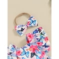 thumbnail image 5 of Bagilaanoe Newborn Baby Girl Summer Rompers Flower Print Fly Sleeve Bodysuits + Hairband 3M 6M 12M 18M Infant One Piece Jumpsuit, 5 of 6