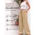 thumbnail image 6 of TELALEO Women's Wide Leg Palazzo Pants, Flowy Drawstring Elastic Waist Trousers with Pockets, Summer Casual Beach Vacation Pants Size M, 6 of 7