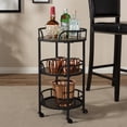 thumbnail image 6 of Baxton Studio Bristol 3 Tier Metal Mobile Serving Cart in Black, 6 of 14
