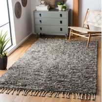 SAFAVIEH Casablanca Anglia Solid Plush Wool Shag Area Rug, Grey, 5' x 8'