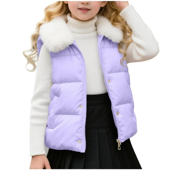 Chbgutlmr Baby Girls Clothes Quilted Vests Kids Fleece Lapel Neck Warm Cute Zip up Winter Outwear Coats