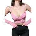 thumbnail image 3 of Women´s Tank Tops, Solid Color Spaghetti V Neck Crop Vest with Half Sleeve Base Shirt for Women Teens, 3 of 10