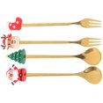 thumbnail image 5 of Christmas Spoon and Fork Set with Ergonomic Handles, Heavy Duty Stainless Steel Dessert and Fruit Cutlery for Holiday Dining, Smooth Surface, 5 of 5