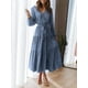 thumbnail image 4 of Vestido largo PRETTYGARDEN para mujer con cuello en V de chifón azul floral, 4 of 7
