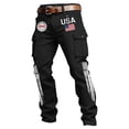 thumbnail image 4 of CONZONE Independence Day Men's Cargo Pants Straight Leg Pants for Men Trendy Buttons Patriotic Usa Flag Graphic 4Th Of July Outdoor Joggers With Pocket, 4 of 4