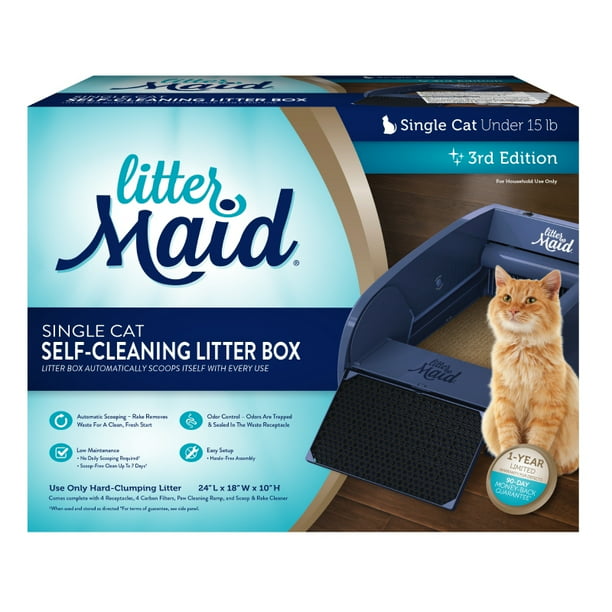 LitterMaid Single Cat SelfCleaning Cat Litter Box, Regular Walmart