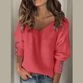 thumbnail image 2 of Summer Savings Clearance 2024 yoeyez Sweaters for Women,Crochet Long Sleeve Crewneck Sweater Casual Warm Lightweight Winter Knit Pullover Jumper Tops, 2 of 6