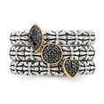 thumbnail image 5 of Solid 925 Sterling Silver 14k Yellow Gold Black Diamond 3 Stackable Ring Eternity Bands Size 7 (.06 cttw.), 5 of 6