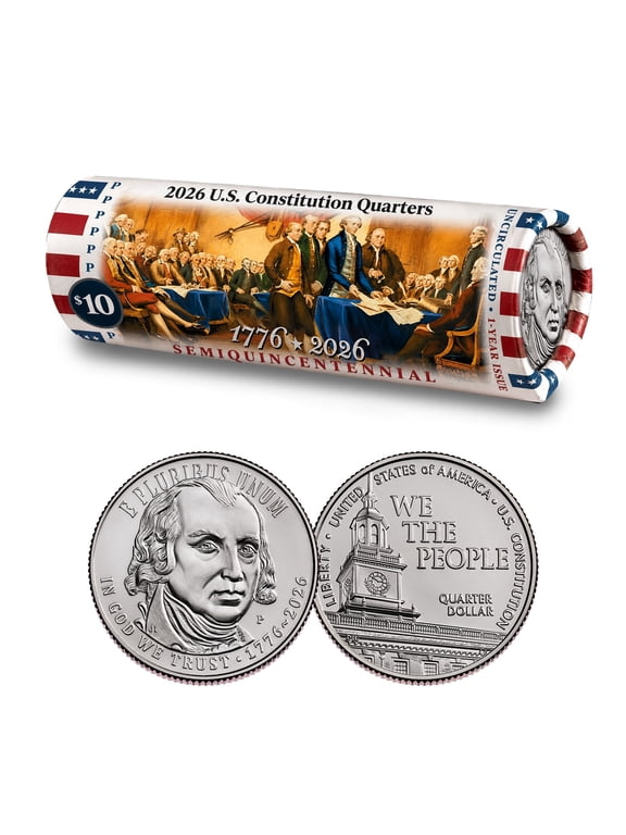 Collectible 2026-P U.S. Constitution Quarter "We the People" • DOI Limited Edition Coin Roll • Brilliant Uncirculated • America's 250th 1776-2026