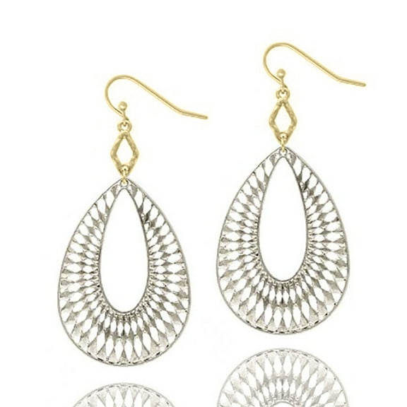 Blue Box Boutique Inc Mixed Metal Gold Silver Tribal Style Teardrop Dangle Earrings for Women, Teens