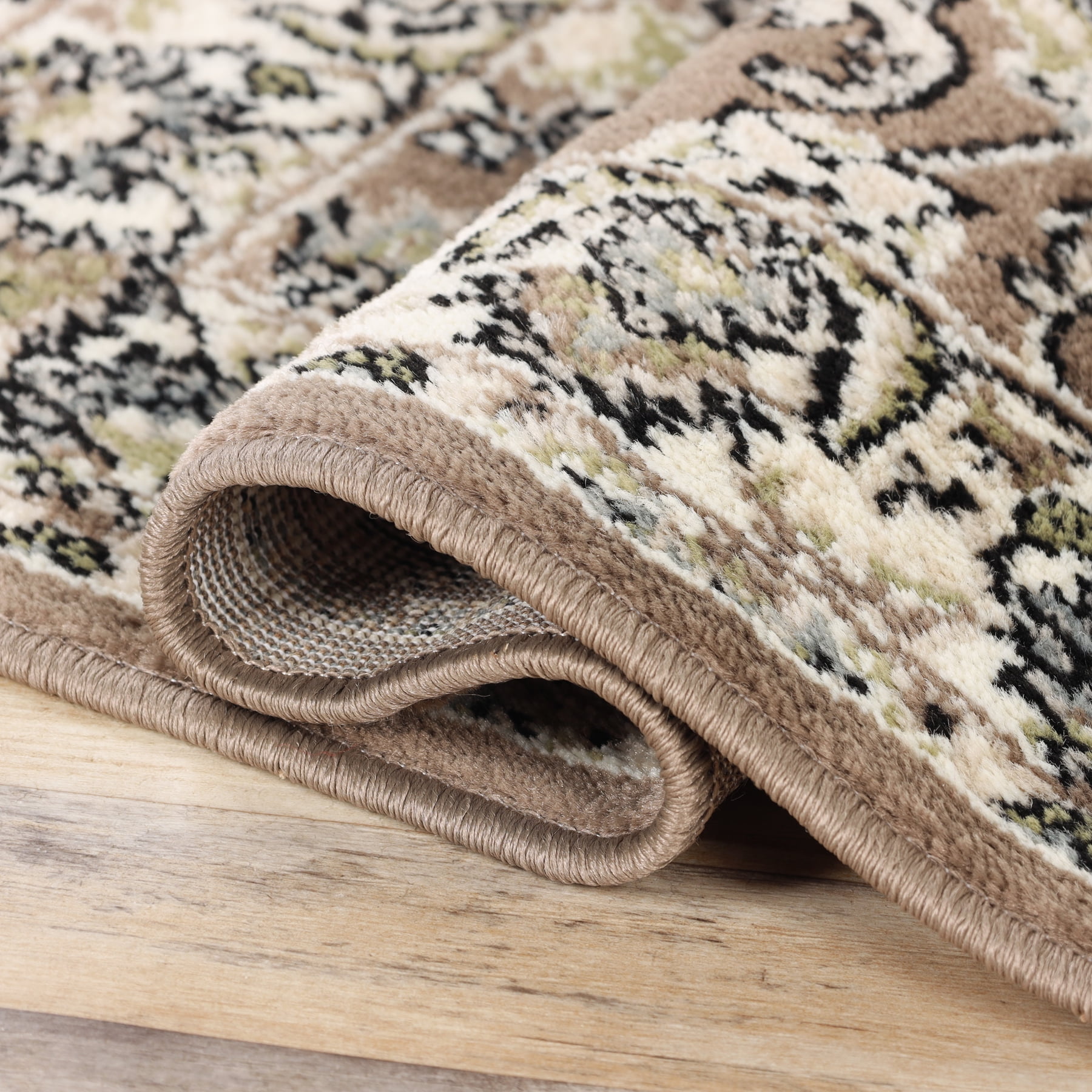 Superior Lille Traditional Floral Indoor Runner Rug, Brown, 5' x 8'