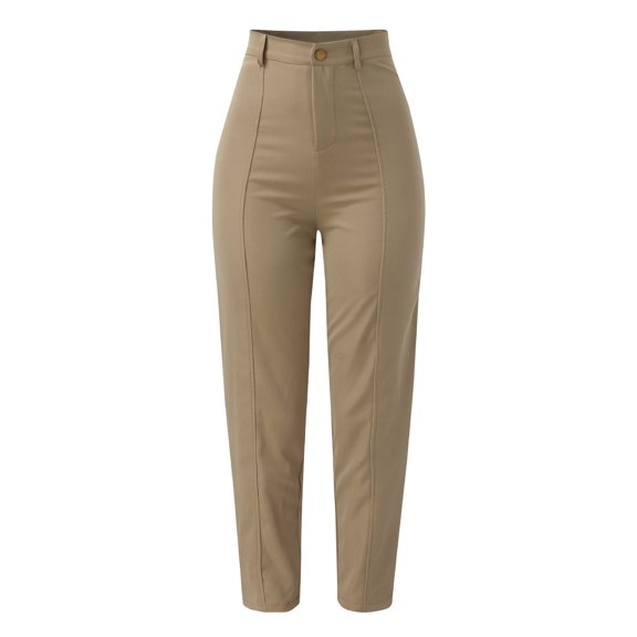 Sngxgn Wide Leg Pants for Women Pants with Pockets Loose Casual Work Trouser Pants(Khaki,XL)