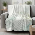 thumbnail image 2 of Summer Botanical Blanket Soft Cozy Warm Throw Blanket for Couch, Plush Fuzzy Flannel Fleece Blankets for Sofa, Green Tropical Palm Leaves Watercolor Bed Blankets Lightweight Gifts for Women, 40"x50", 2 of 9