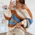 thumbnail image 3 of JINMGG 2026 Fall Winter Plus Size Sweaters for Women,Women Long Sleeve Color Block Knit Pullover Sweaters Neck Patchwork Casual Top, 3 of 6