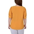 thumbnail image 3 of NY Collection Women's Plus Size 3/4 Sleeve Roll Tab Y Neck Top, 3 of 4