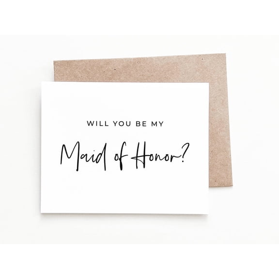 Will You Be My Maid of Honor Card – Elegant Design with Kraft Envelope – Perfect Invitation for Bridesmaids and Wedding Party