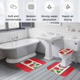 thumbnail image 6 of Spring Summer Floral Bathroom Rugs Set Red Flowers Green Leaf Rustic Farmhouse Non Slip Absorbent Soft Bath Mats 3 Piece Set with Bathroom Rug, U-Shaped Floor Mat, Toilet Seat Cover Large Size, 6 of 9
