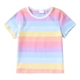 thumbnail image 4 of WhouRiu Girls Fashion Striped Graphic Tees Kids Short Sleeve Crew Neck Tshirt Comfortable Cute Casual Summer T Shirts,12-13 Years, 4 of 4