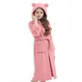 thumbnail image 4 of ATOGUTA Hooded Bathrobe for Girls Kids Boys Fleece Robe Hooded Soft Warm Bathrobes Pajamas Sleepwear for Children Size 5T-15, Pink, 4 of 5