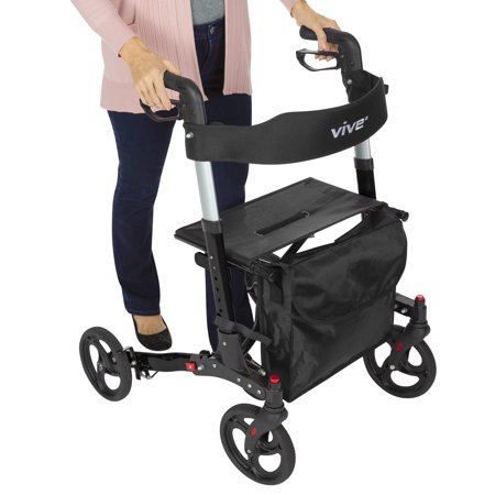 Vive Folding Rollator Walker - 4 Wheel Medical Rolling Walker with Seat