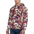 thumbnail image 3 of Uemuo Skull record artist Pattern Men's Hoodie - Casual Pullover Hoodie with Kangaroo Pocket, Stylish Hooded Sweatshirt for Everyday Wear-3X-Large, 3 of 7