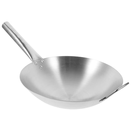 ifundom Stainless Steel Wok Nonstick Cooking Pan Plated for All Stove Types and Easy to Clean