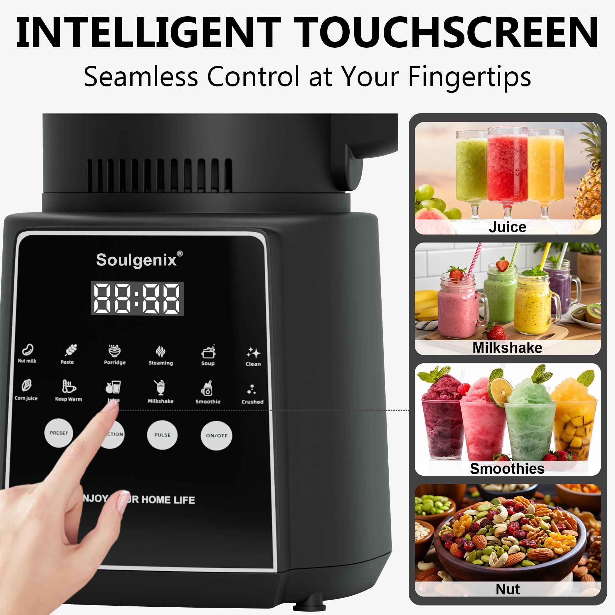 Soulgenix Countertop Blender, 55oz 1200W Blender for Kitchen, Countertop Blender with Self-Cleaning, Food Processer for Smoothies and Milkshake