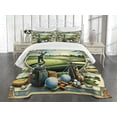 thumbnail image 3 of Ambesonne Golf Themed Quilted Bedspread Set 3 Pcs, Classicism Painting, Queen Size, Fern Green Blue and Mustard, 3 of 5