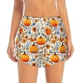 thumbnail image 4 of Lsque Autumn Pumpkin Blossoms Printed Women's Running Shorts with Liner Pockets,Elastic Quick Dry Workout Athletic Gym Yoga Shorts,Womens High Waist Shorts-Small, 4 of 9