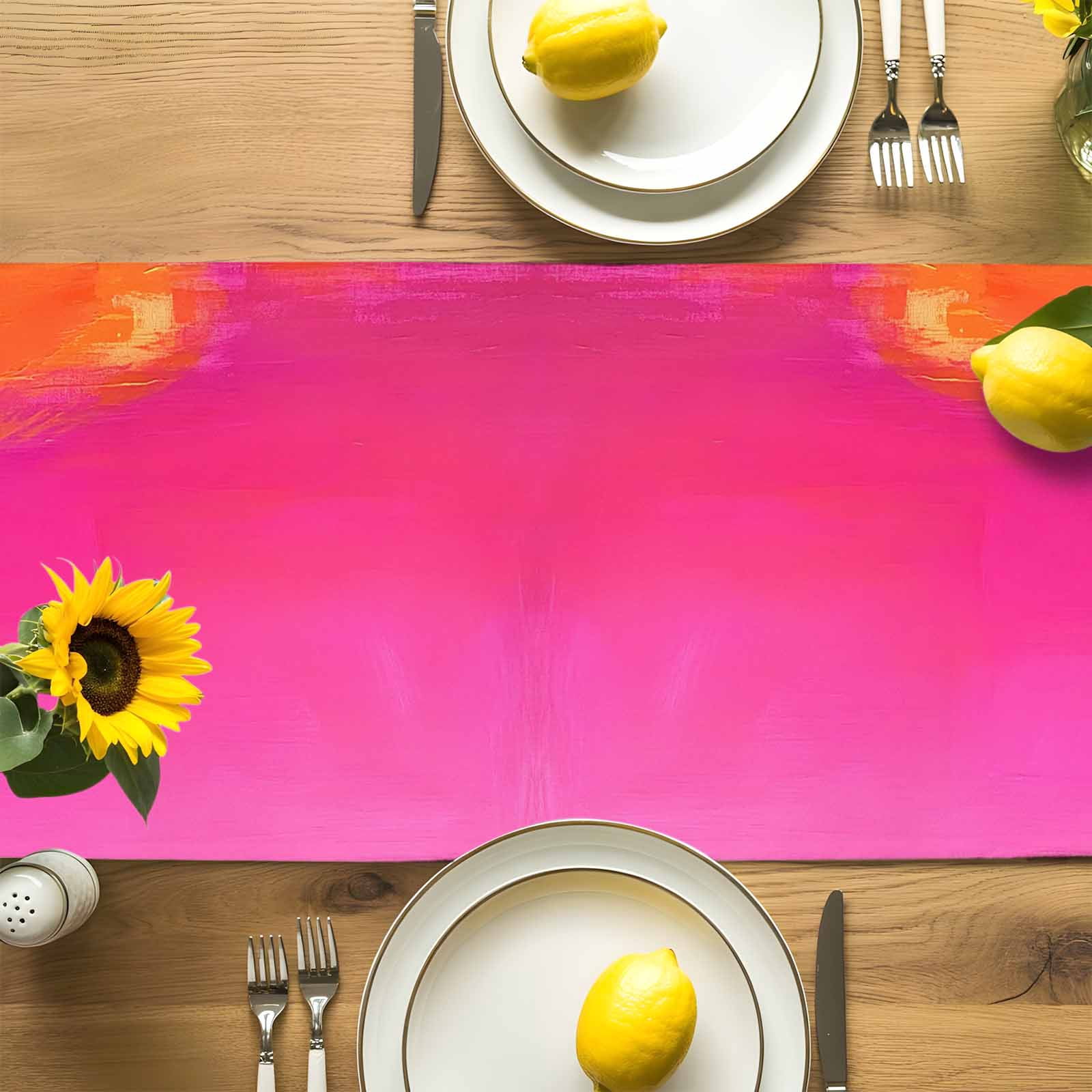 Table Runner Abstract Ombre Orange Pink Table Decoration for Kitchen Dinning Oil Painting Table Decoration for Indoor Outdoor Party Wedding Decor 13x90inch
