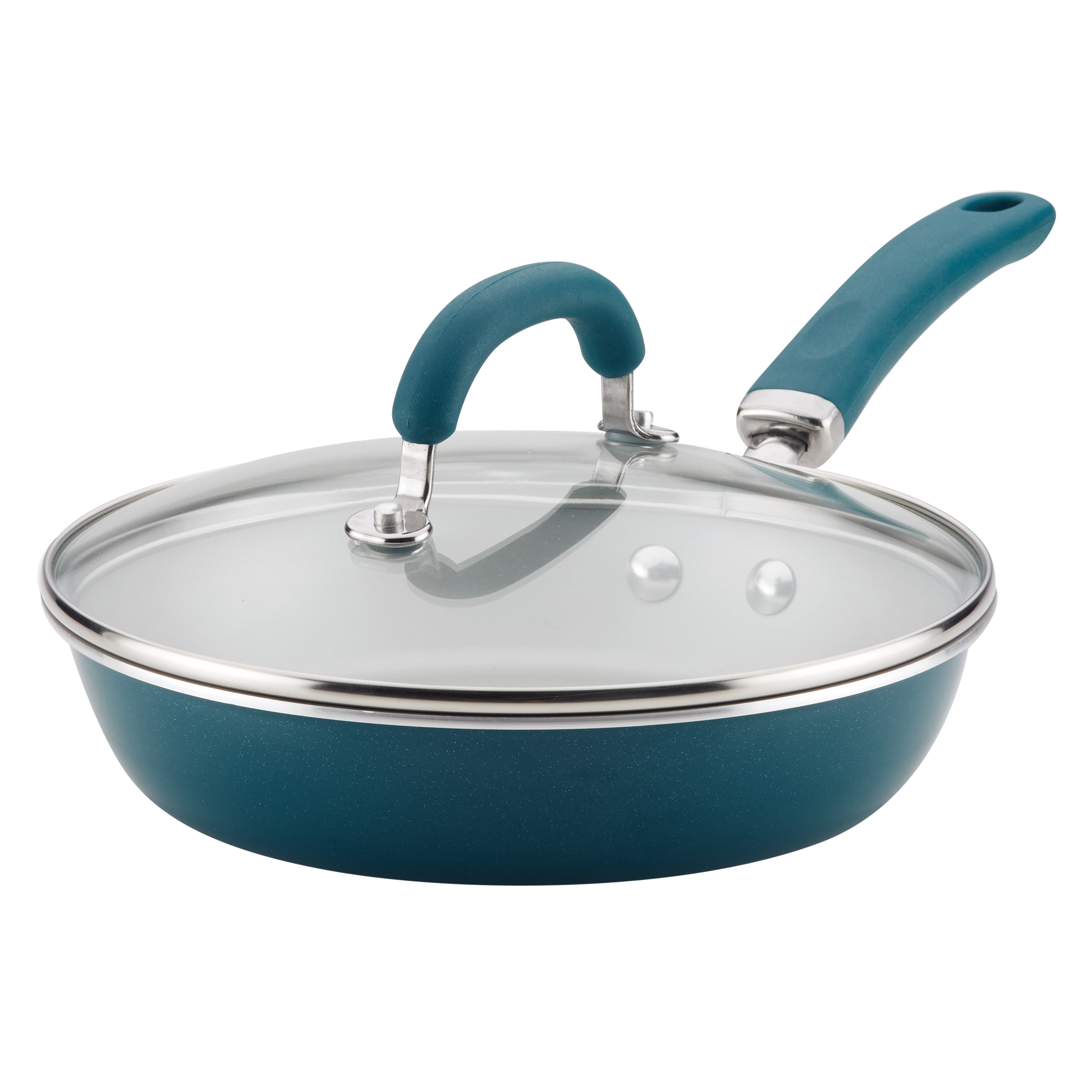 Rachael Ray 9.5" Create Delicious Aluminum Nonstick Covered Deep Frying Pan, Teal Shimmer