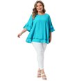 thumbnail image 3 of DARING DIVA Women's Plus with Crew Neck and Ruffle Half Tops 4X Blue, 3 of 6