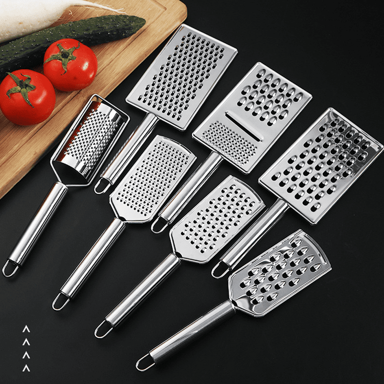 OUNAMIO Cheese Grater with Container Lid, Round Vegetable Food Chopper  Slicer with Brush, Rose Gold