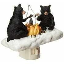 Roman Black Bear Campfire Marshmallow Flickering Night Light