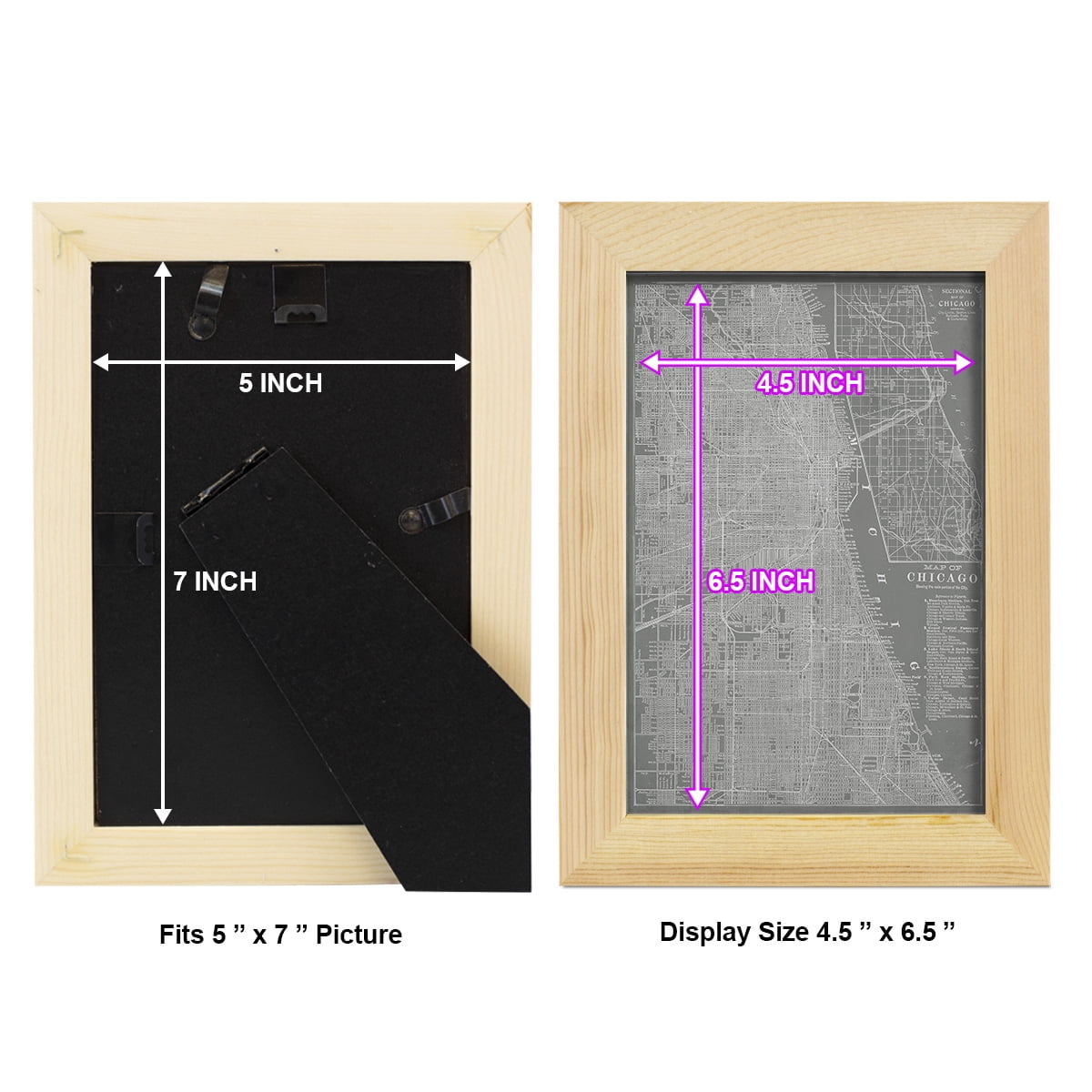 City Map of Chicago -Framed Print w/glass-Natural Wood