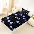 thumbnail image 2 of Manfei Cute Lines Cat Twin Fitted Sheet, Abstract Kitten Bedding, Black Blue, 2-Piece, 1 Fitted Sheet and 1 Pillowcase, 2 of 6