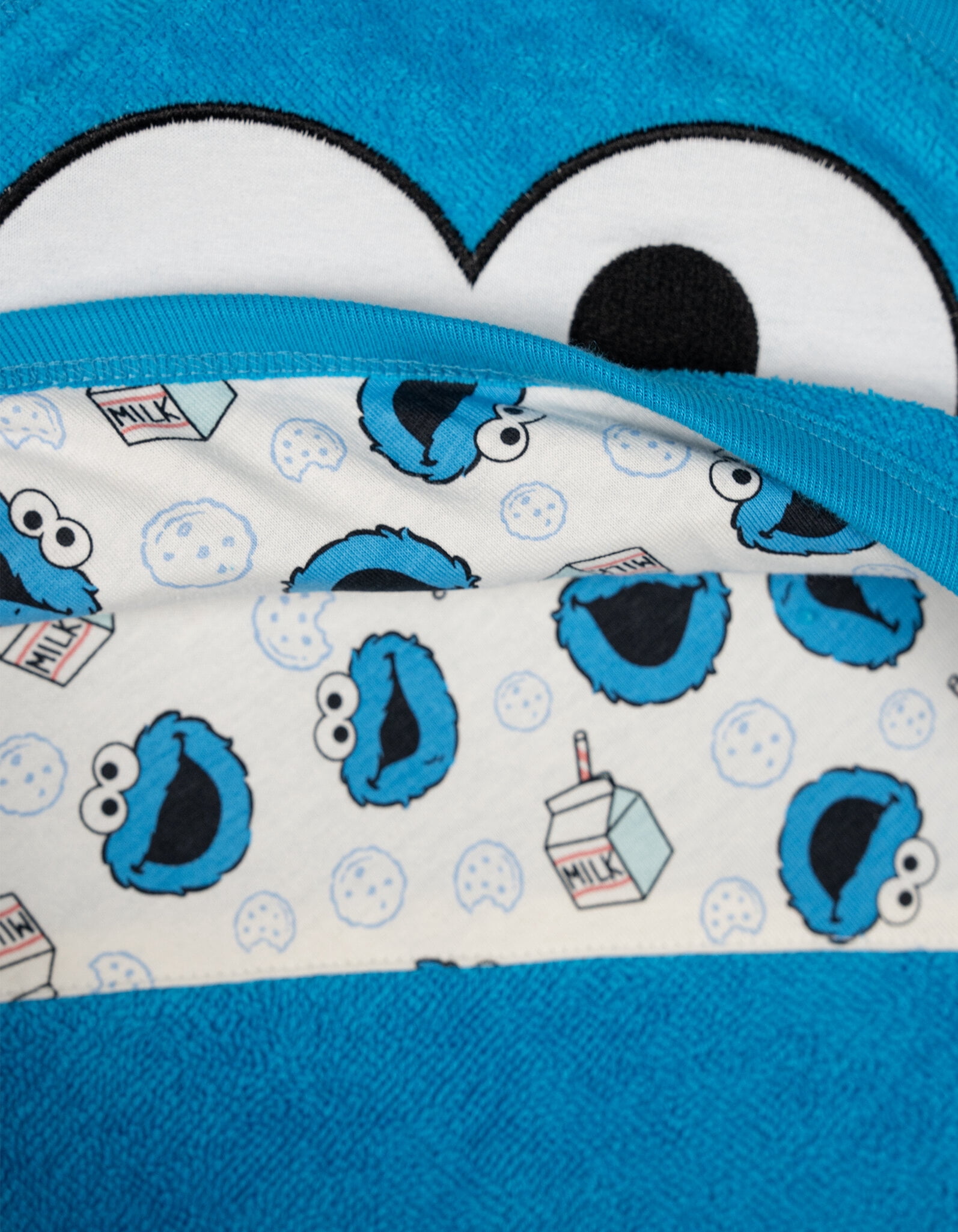 Sesame Street Baby Boys' Cotton Character Hooded Towel with Corner Pockets Blue Cookie Monster