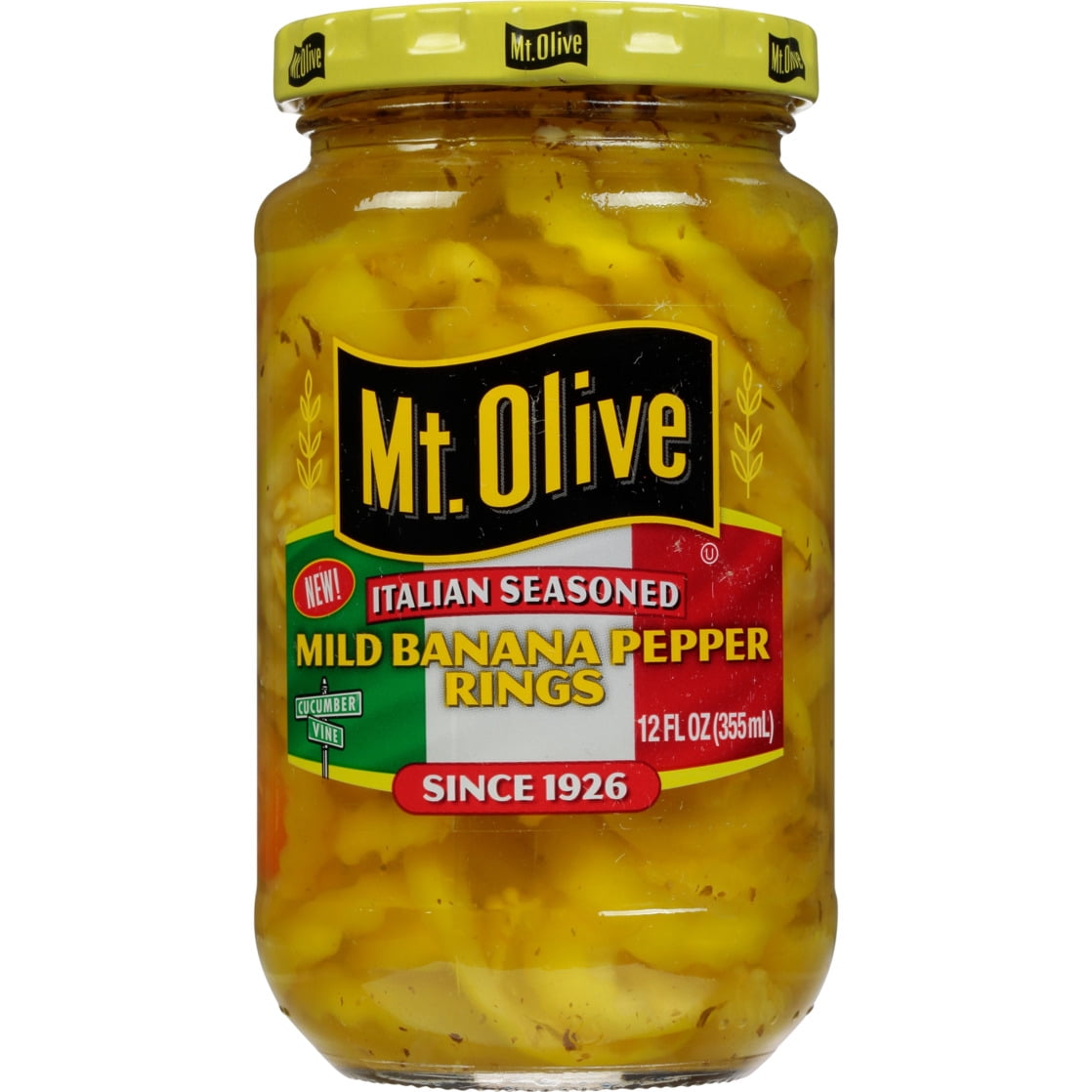 (6 pack) Mt. Olive Italian Seasoned Mild Banana Pepper Rings, 12 fl oz jar